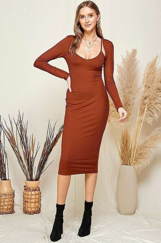 Long Sleeve Cami Shrug Dress