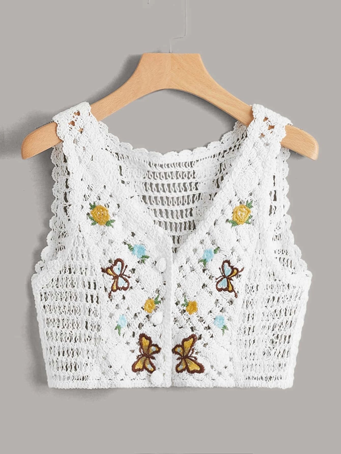 Women Summer Crochet Solid Sleeveless Graphic Vest Crochet hook