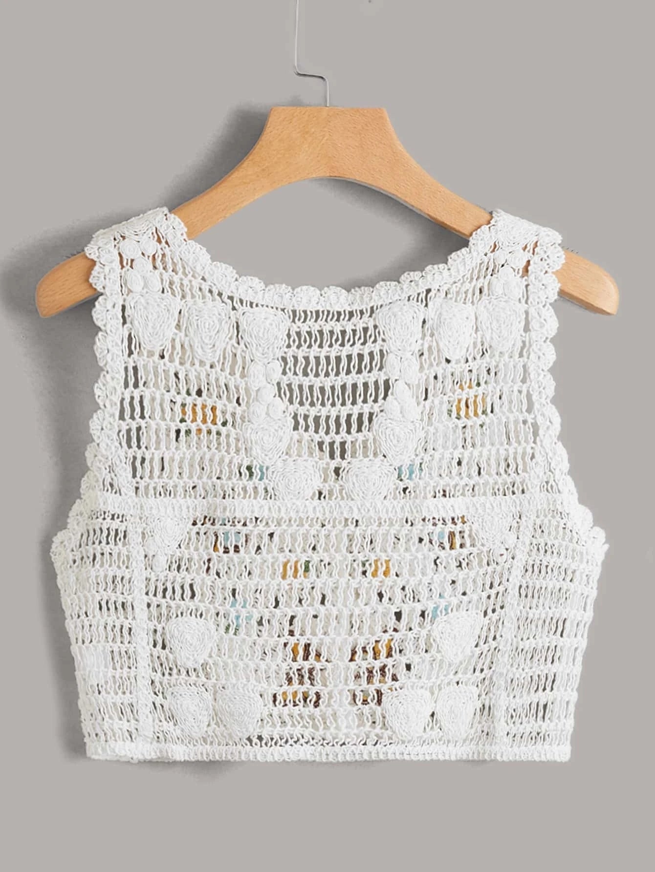 Women Summer Crochet Solid Sleeveless Graphic Vest Crochet hook