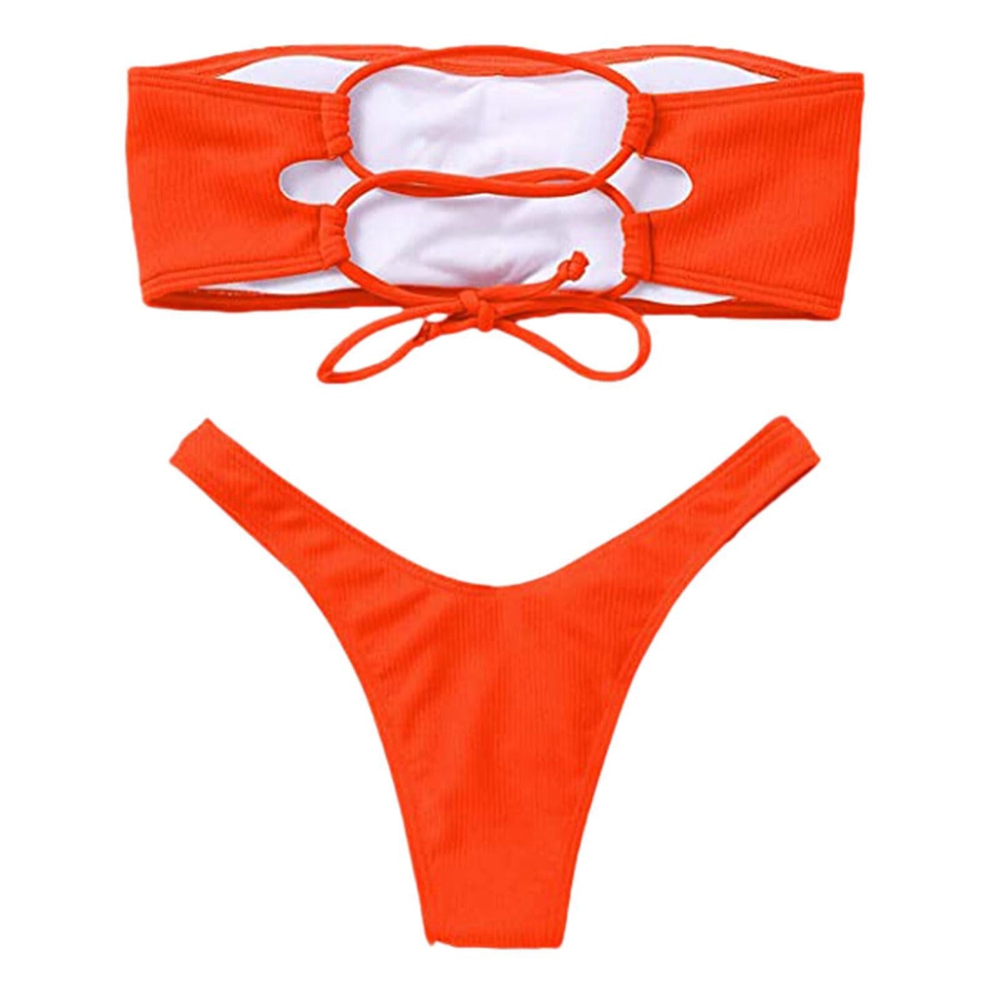 Bikini Ladies Solid Color Split Back Hollow Out Cutout Out Swimsuit Bikini