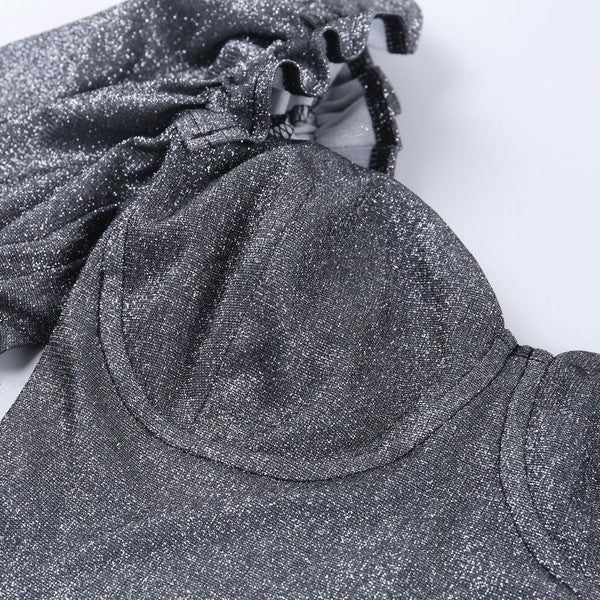 Bubble Short Sleeve Cup Detail Dress