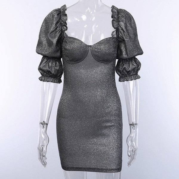 Bubble Short Sleeve Cup Detail Dress