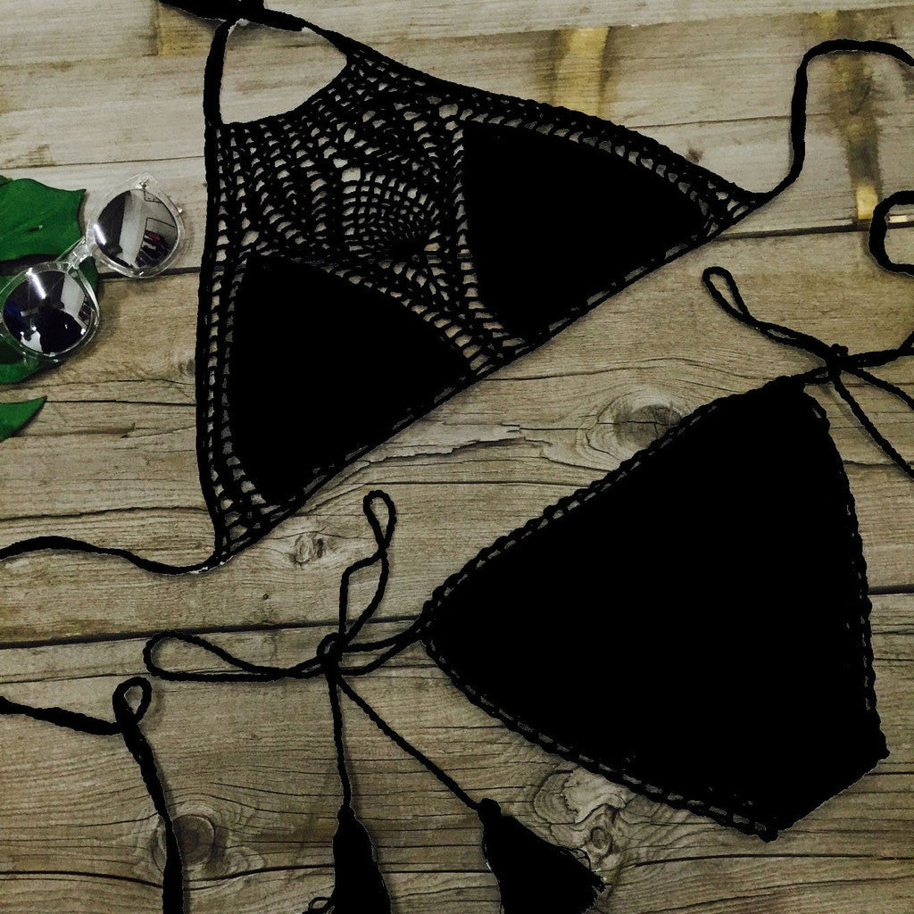 Triangle Tassel Bikini Crocheted Swimwear Sexy Knitting Bikini