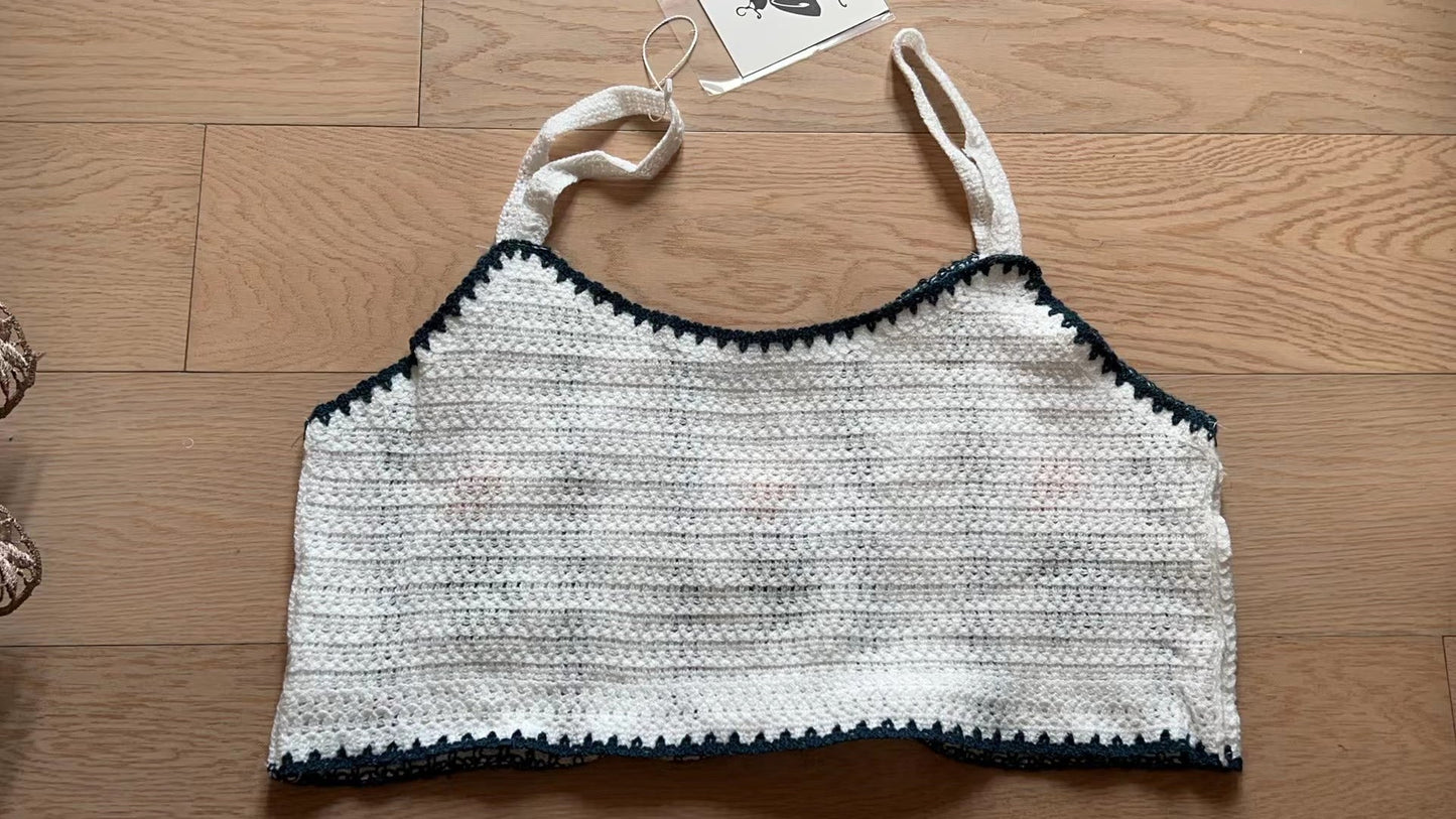 Women Summer Crocheted Cutout Sling Top Crochet hook