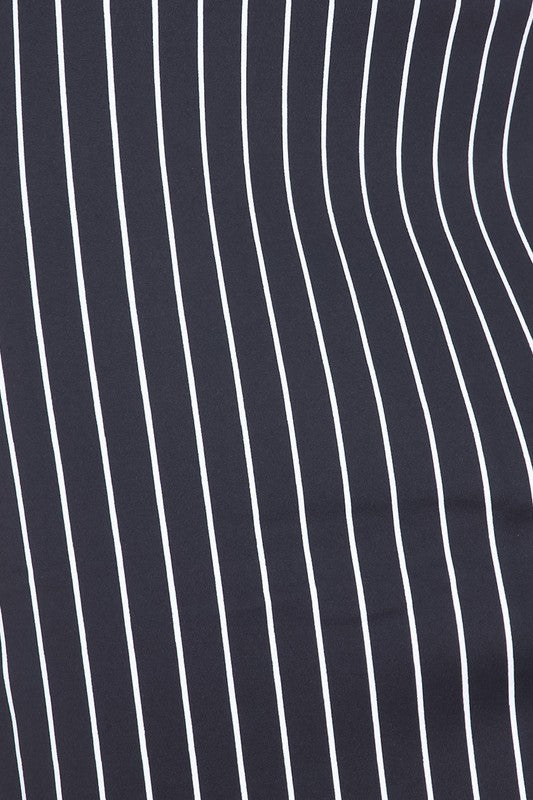 Pin Stripe Scuba Pencil Skirt W/Front Slit