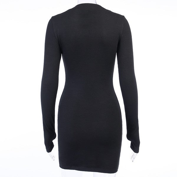Ribbed Bodycon Dress With a V neck