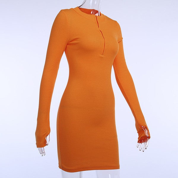 Ribbed Bodycon Dress With a V neck
