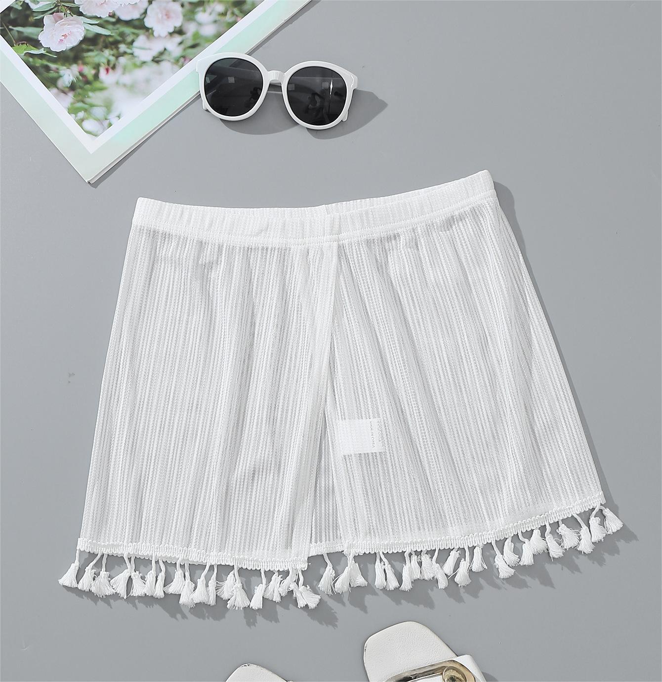 Beach Skirt Bikini Cover Up Skirt Sexy Mesh Tassel Blouse Swimsuit Women
