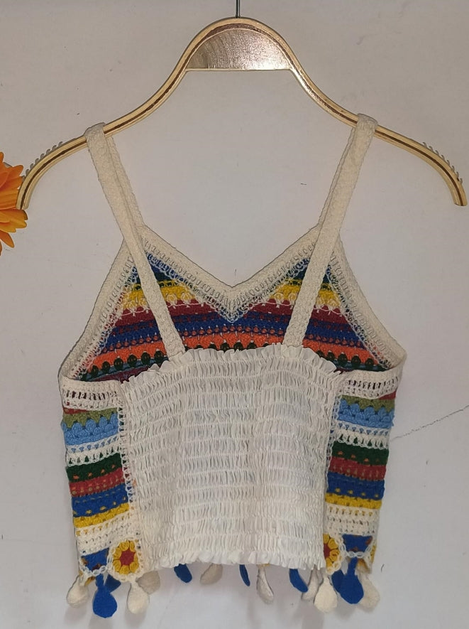 Women Summer Colored Crocheted Hollow Short Top Crochet hook