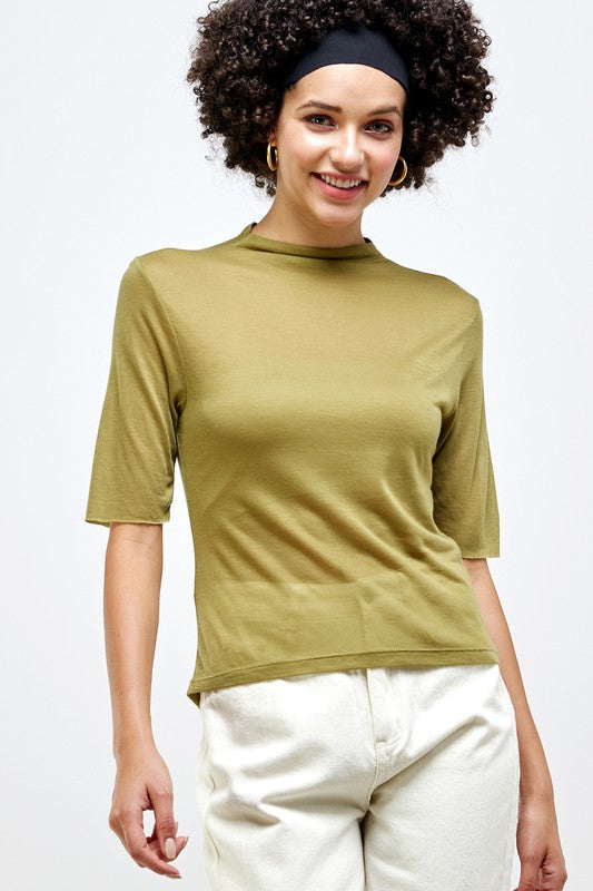 Mock Neck SSLV Top