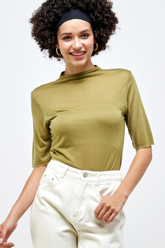 Mock Neck SSLV Top
