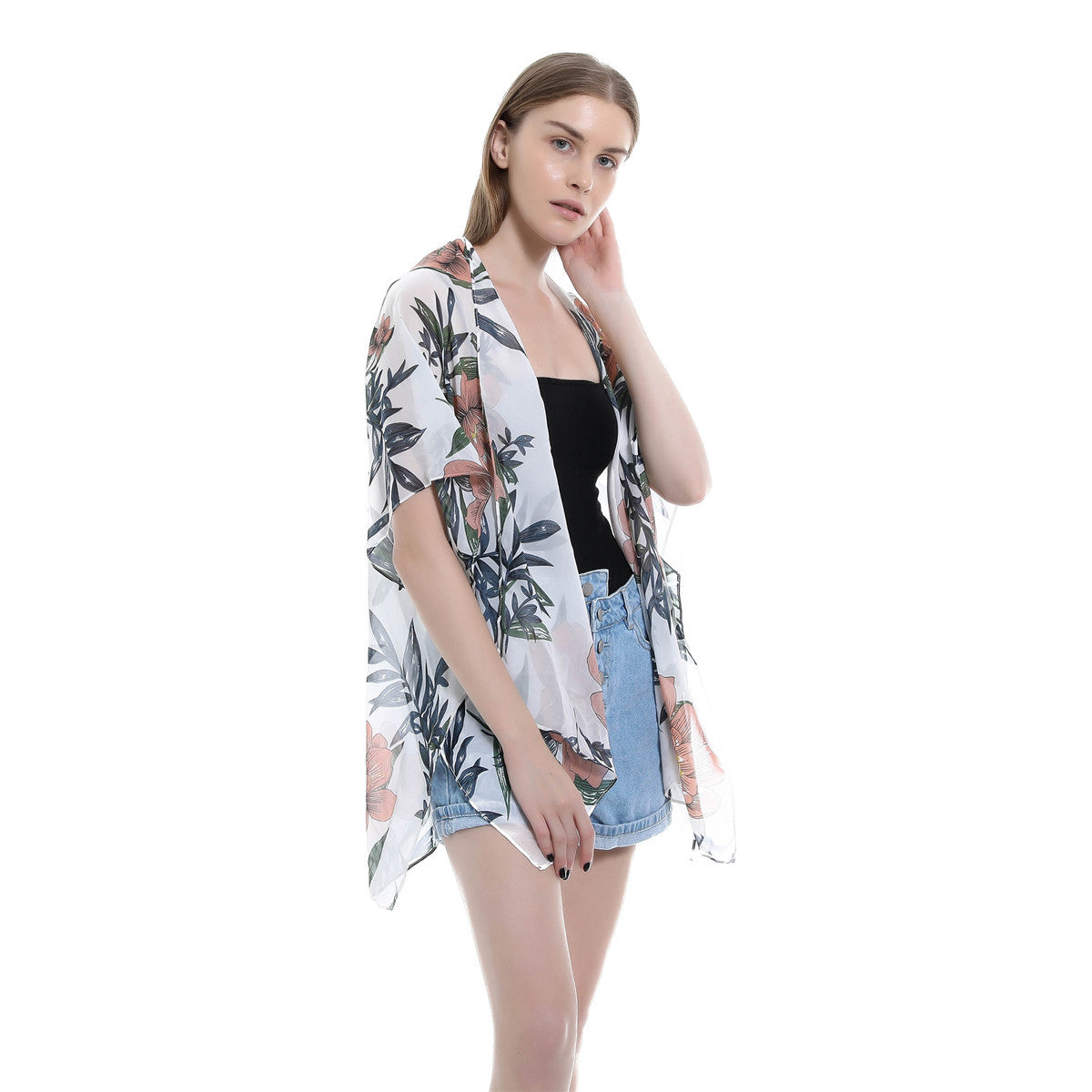 Spring Summer Floral Print All Match Bikini Sun Protective Blouse