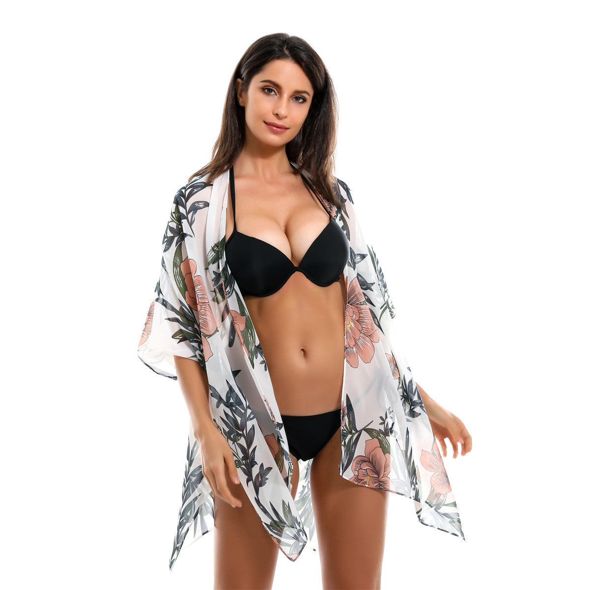 Spring Summer Floral Print All Match Bikini Sun Protective Blouse