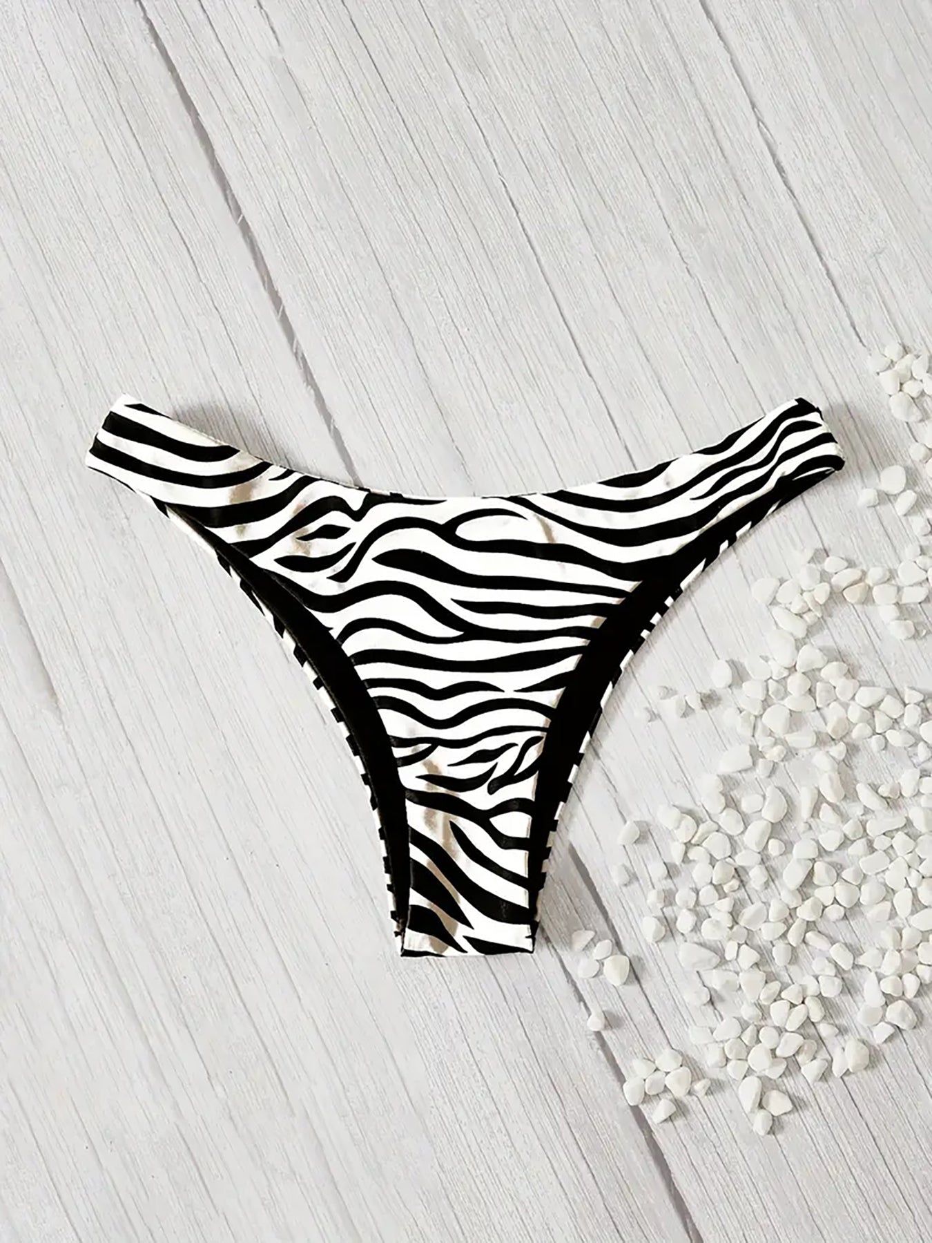 Bikini Swimsuit Zebra Pattern Triangle Single Pants Black White Sexy Bikini Swimsuit