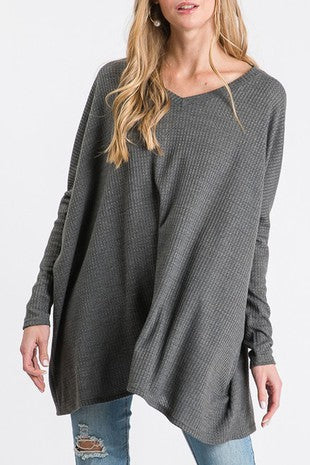 Solid Color Long Sleeve Tunic Top