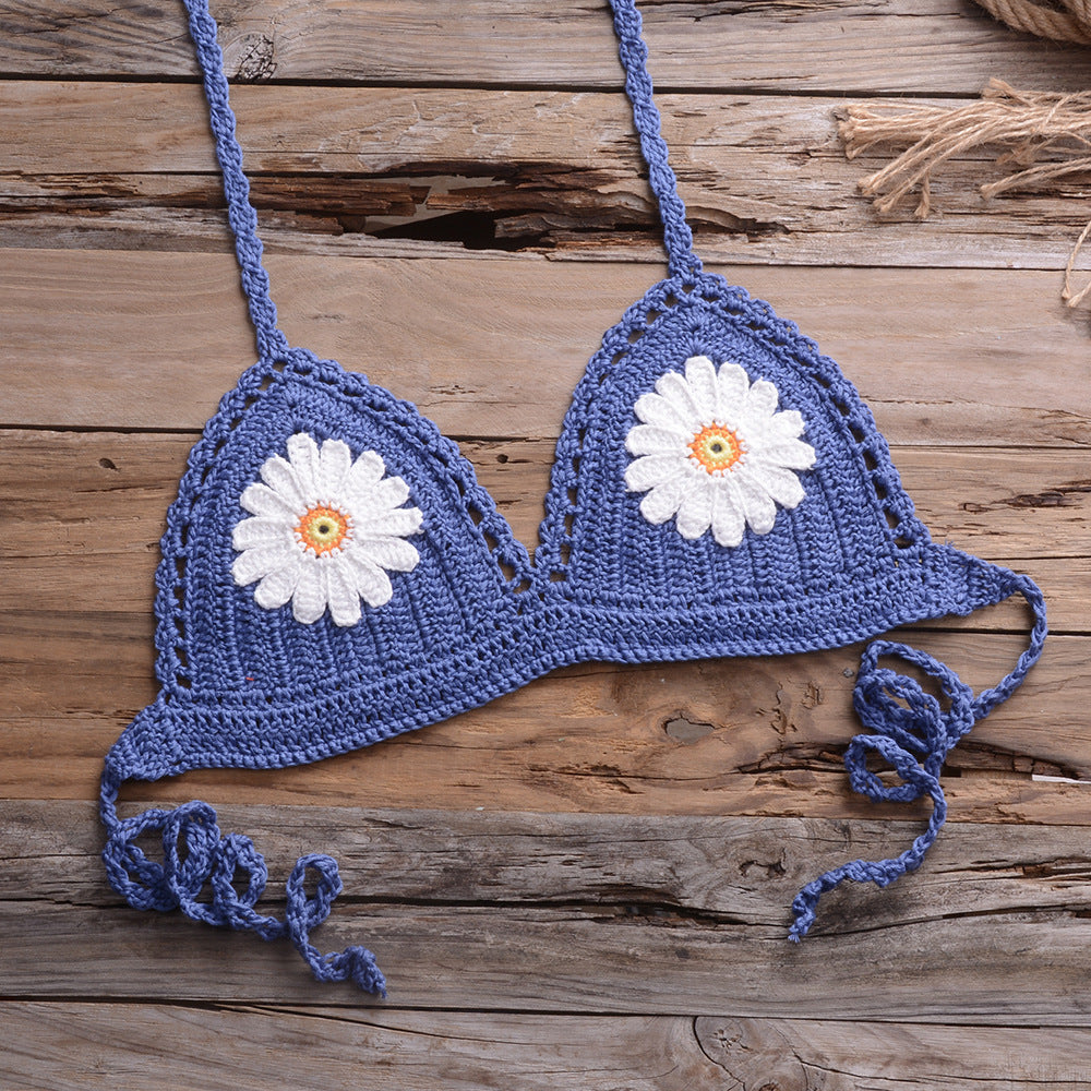 Bikini Handmade Floral Top Shell Pants Briefs Bikini Swimsuit Women