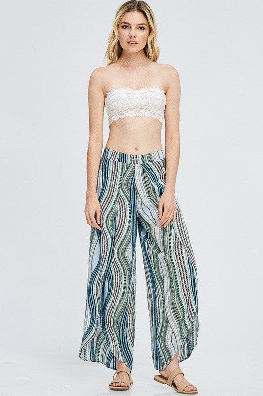 Wavy Pattern Flowy Pants