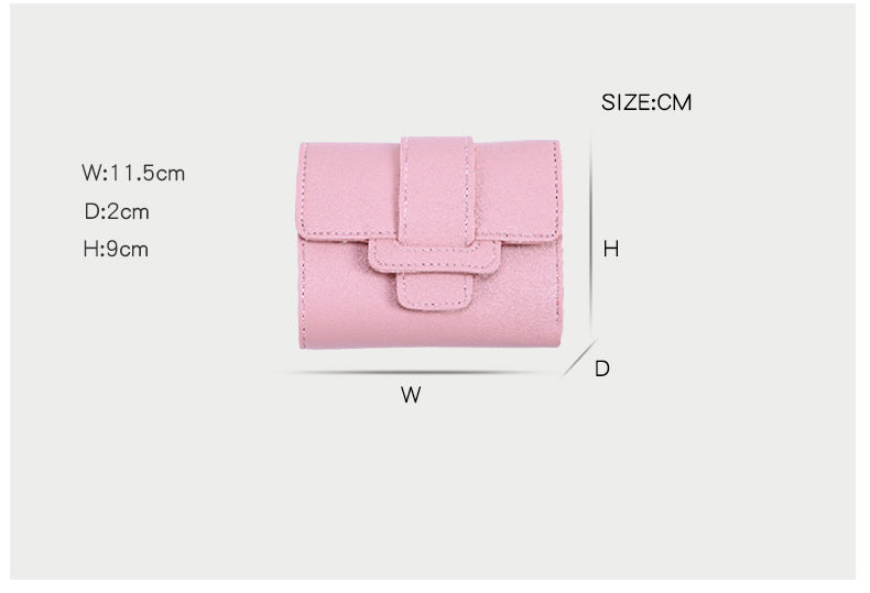 Pure Color Drawstring Tri-fold Ladies Purse Women's Coin Purse Clutch