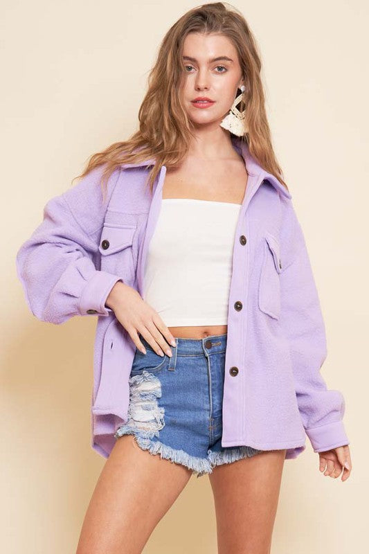 FLEECE BUTTON DOWN JACKET