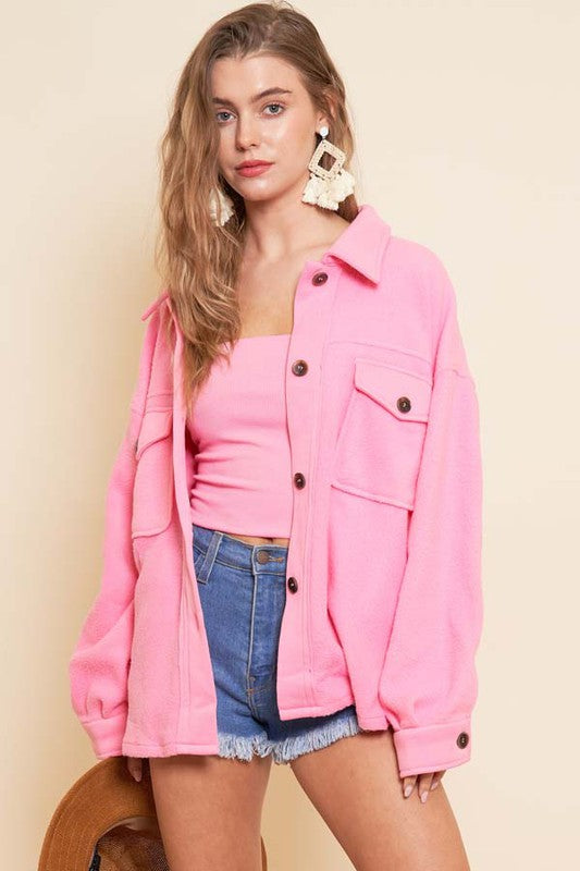 FLEECE BUTTON DOWN JACKET