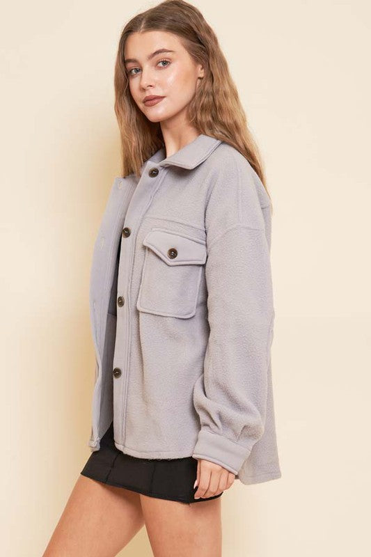 FLEECE BUTTON DOWN JACKET