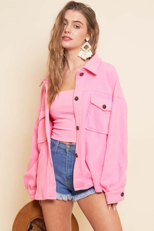 FLEECE BUTTON DOWN JACKET