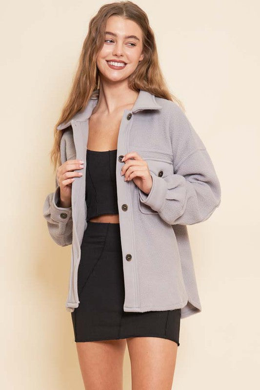 FLEECE BUTTON DOWN JACKET