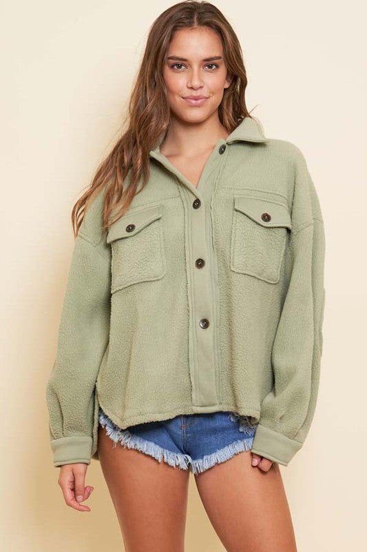 FLEECE BUTTON DOWN JACKET