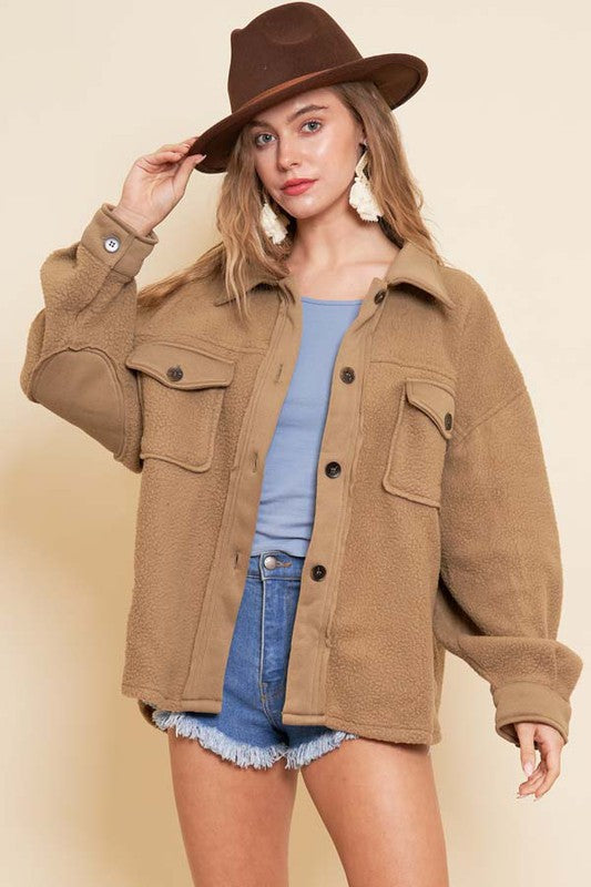 FLEECE BUTTON DOWN JACKET