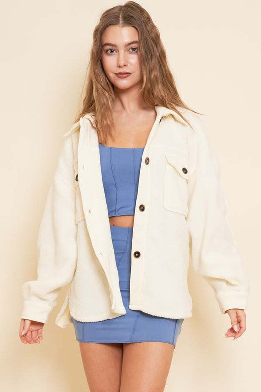 FLEECE BUTTON DOWN JACKET