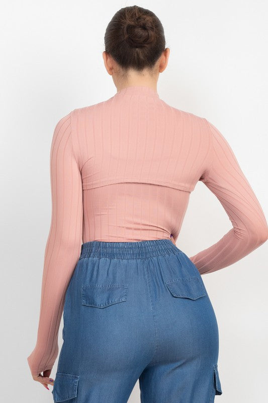 Long Sleeve Bodysuit With Shrug Top