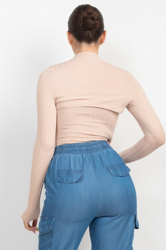 Long Sleeve Bodysuit With Shrug Top