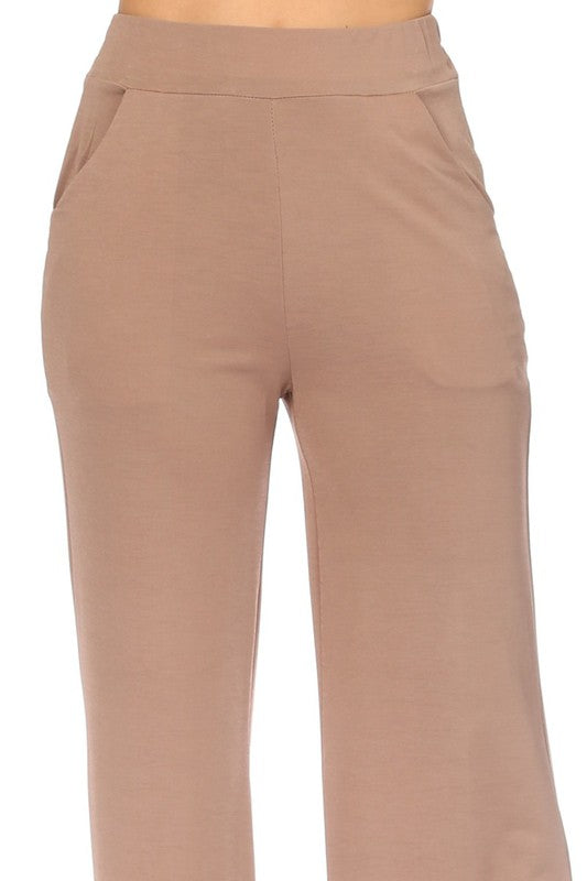 Solid, high waisted, wide leg pants