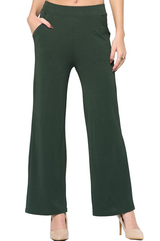 Solid, high waisted, wide leg pants