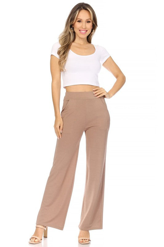 Solid, high waisted, wide leg pants