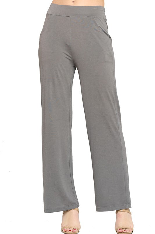 Solid, high waisted, wide leg pants