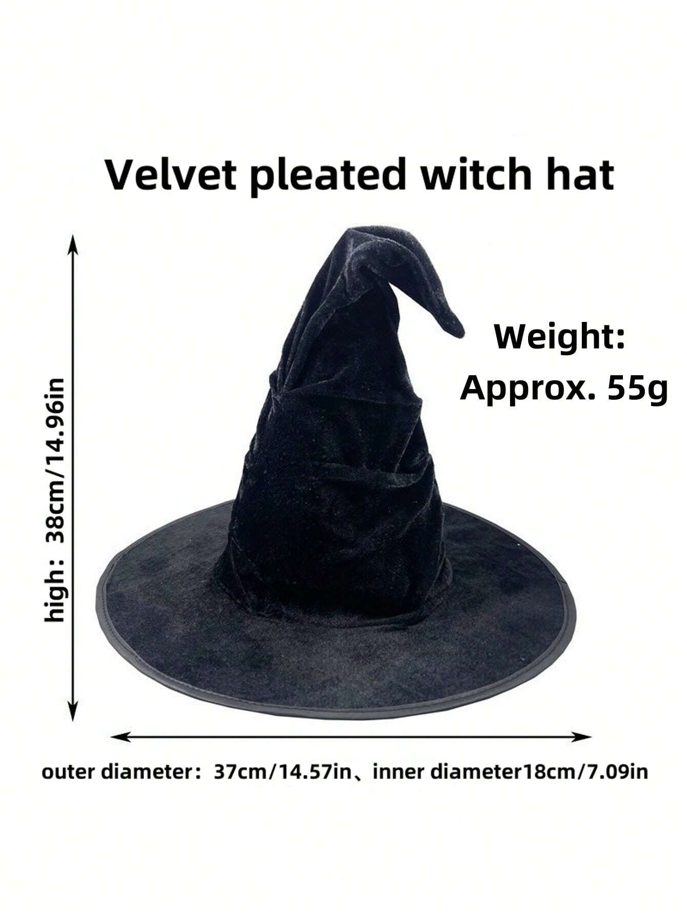 5PCS Large Witch Hat – Halloween Costume Accessory for Adults & Teens (38cm Height x 37cm Width)