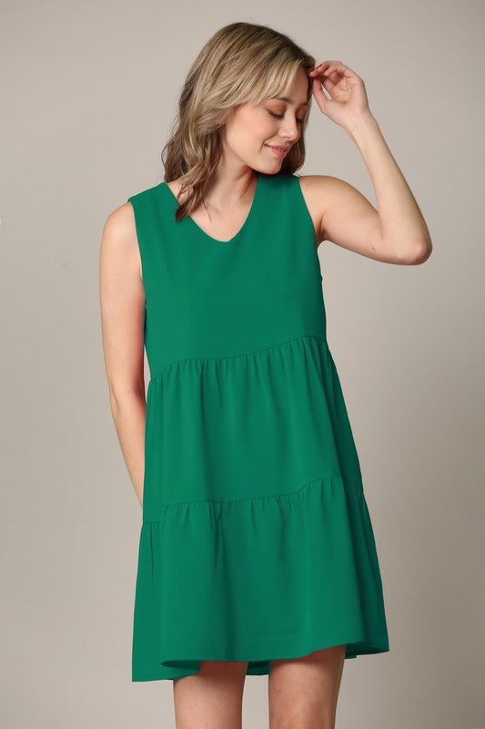 Sleeveless Summer Tunic Dress V Neck