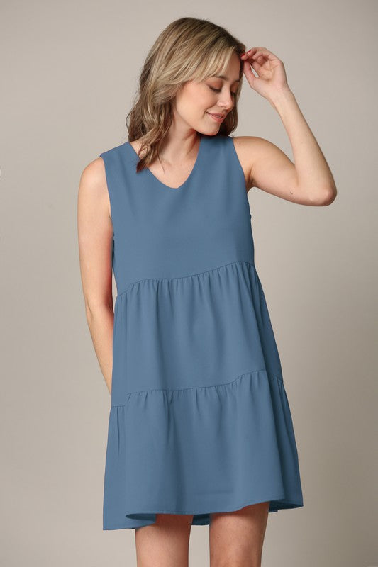 Sleeveless Summer Tunic Dress V Neck