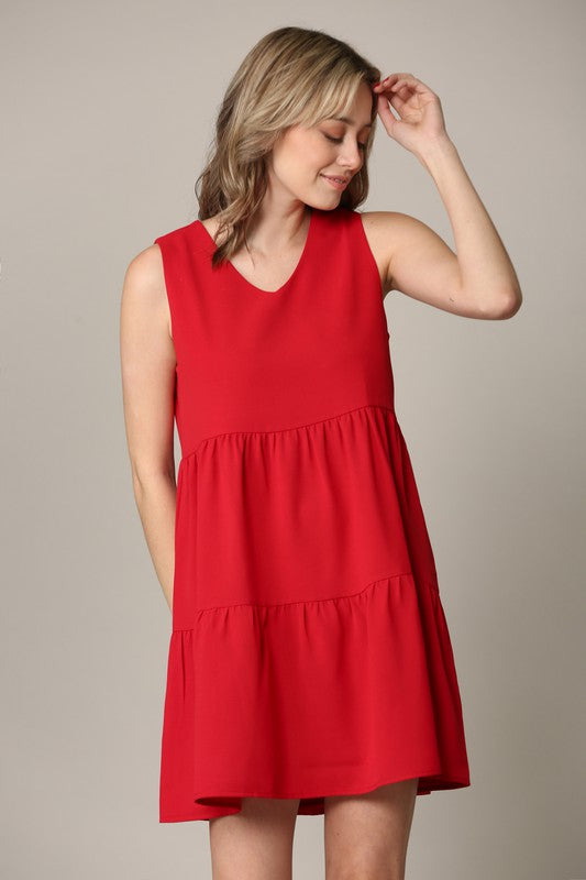 Sleeveless Summer Tunic Dress V Neck