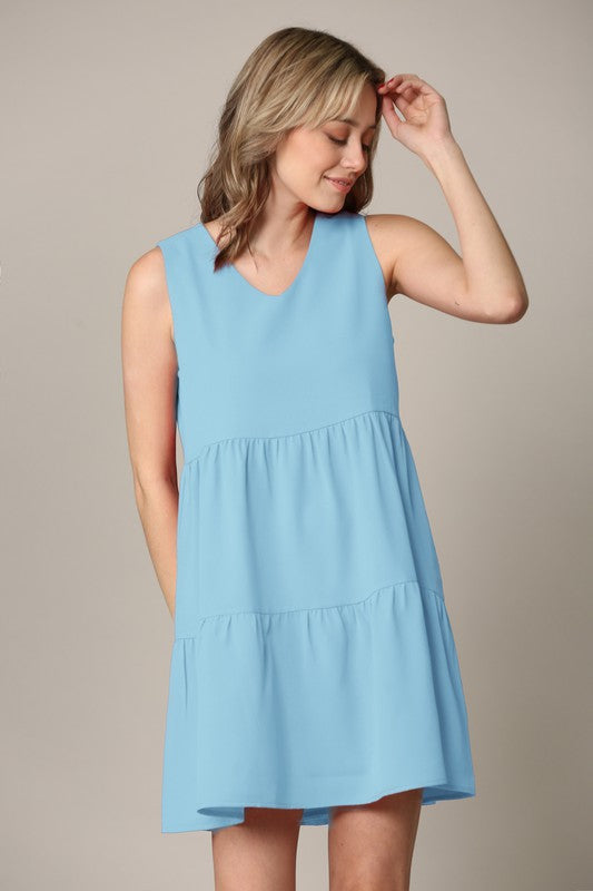 Sleeveless Summer Tunic Dress V Neck