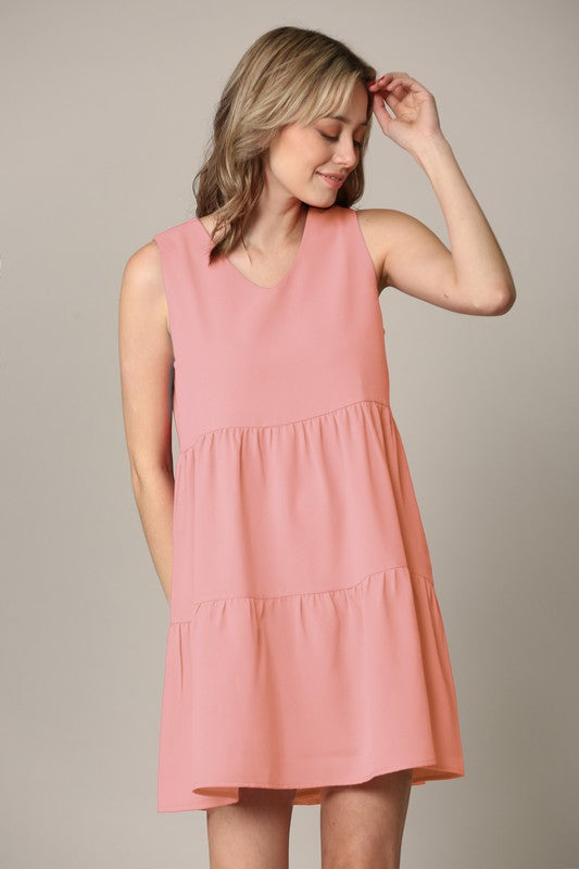 Sleeveless Summer Tunic Dress V Neck