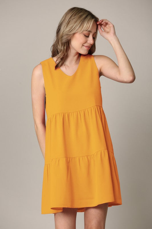 Sleeveless Summer Tunic Dress V Neck