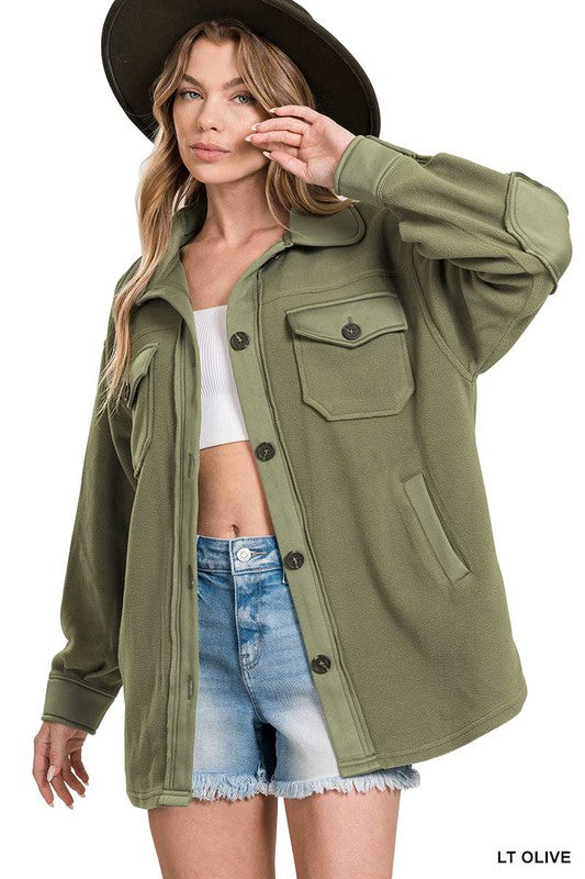 Oversized Basic Fleece Shacket