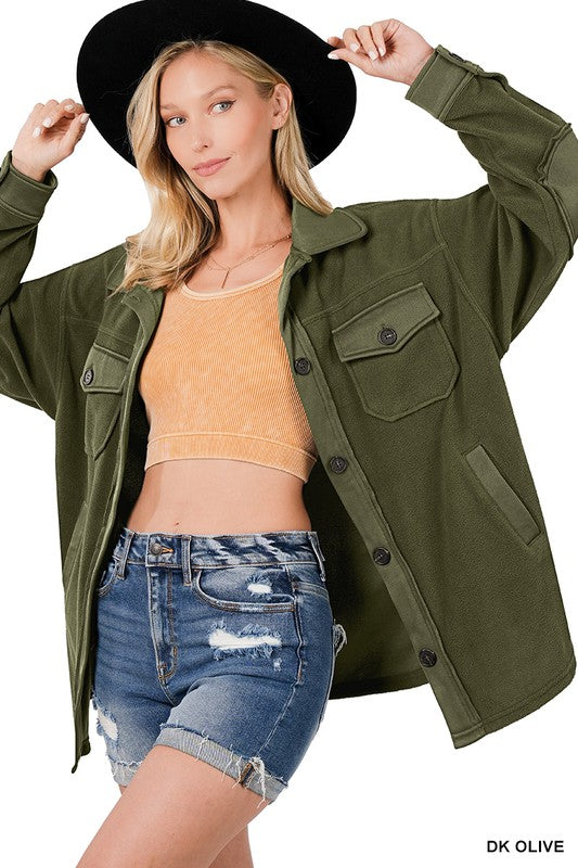 Oversized Basic Fleece Shacket