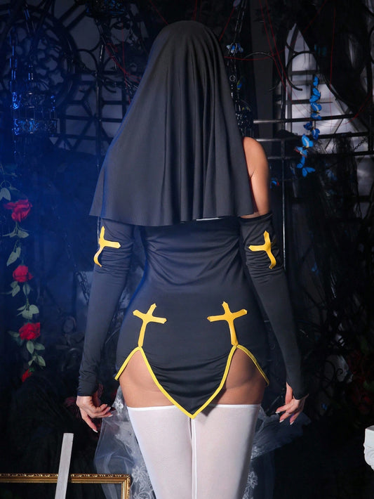Fantasy Costume 6pcs Women's Halloween Nun Costume Lingerie Set