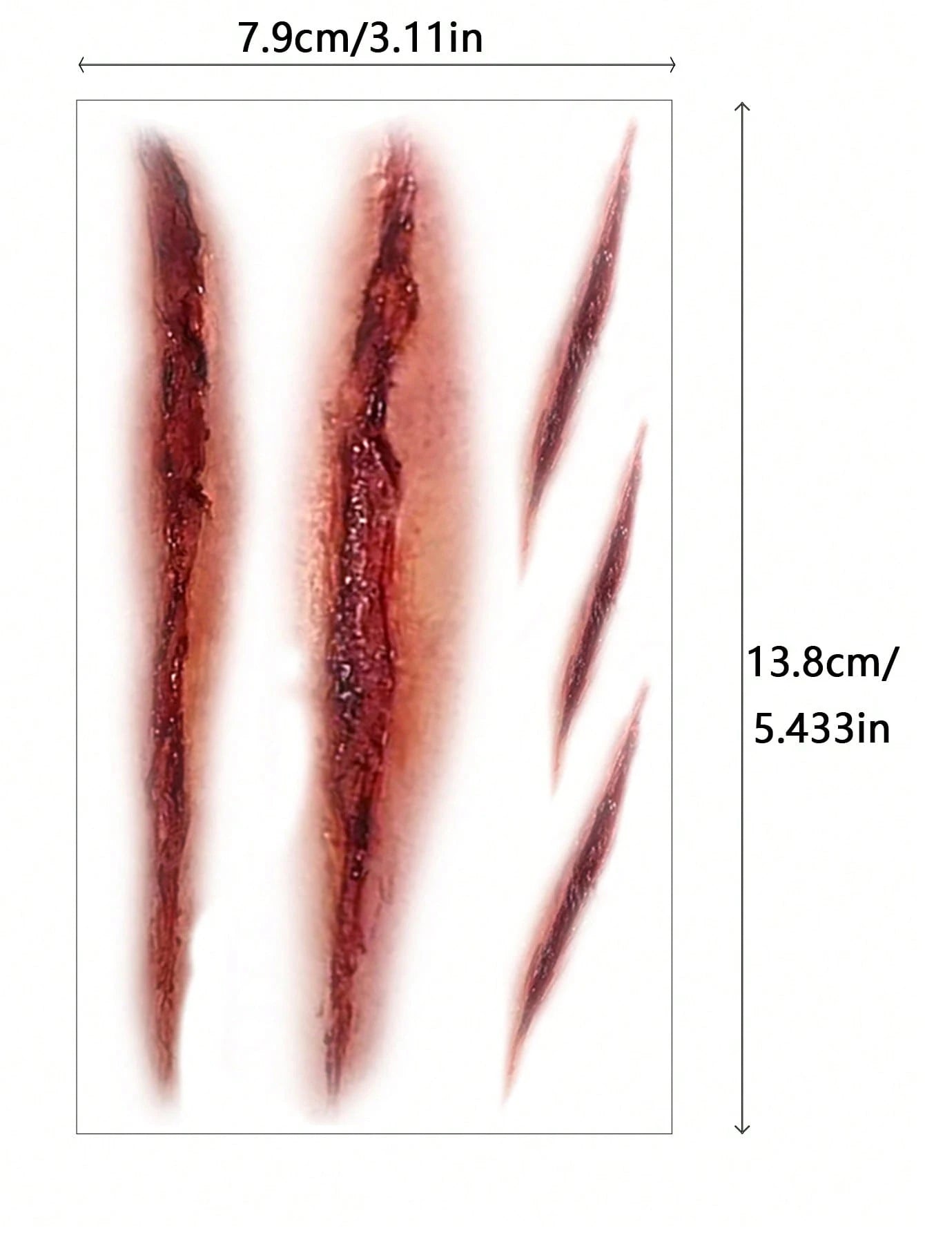 3 Horrible, Realistic, Fake Bloody Palm Wound Suture Scars Waterproof Temporary Tattoo Stickers