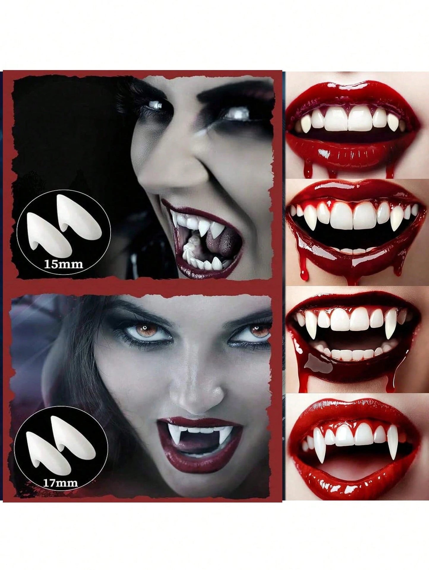 Vampire Teeth Fangs for Halloween – Realistic Reusable Vampire Fangs for Men & Women | Cosplay Costume Fake Teeth | Halloween Party Makeup Accessory