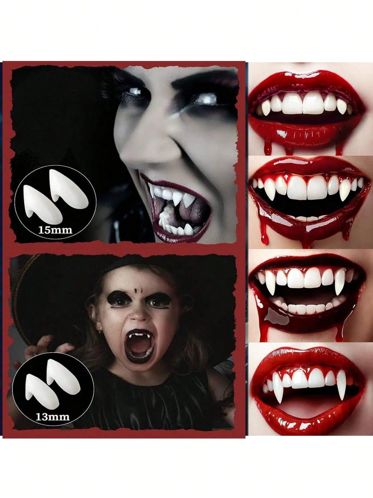 Vampire Teeth Fangs for Halloween – Realistic Reusable Vampire Fangs for Men & Women | Cosplay Costume Fake Teeth | Halloween Party Makeup Accessory