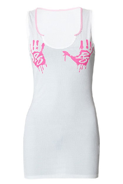 Printed U-neck Sleeveless Dress